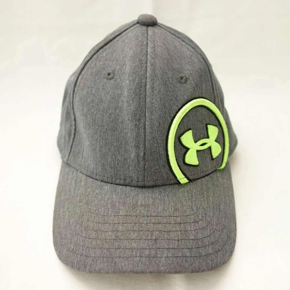 Under Armour Gray &‎ Neon Green Youth Fitted Baseball Hat Cap Sz SM / MD